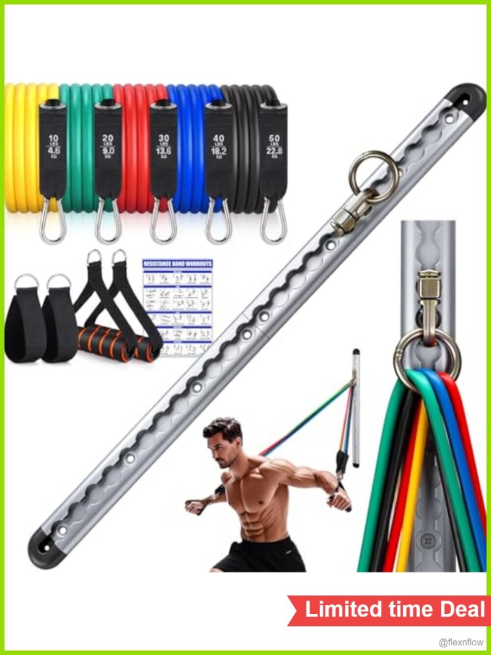 Resistance Band Wall Mount System for Home Gym Strength Training